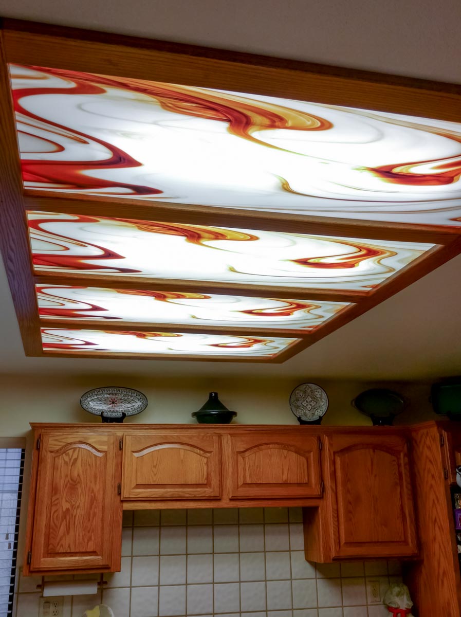 Coffee Swirl Light Panel Installation 4-bay