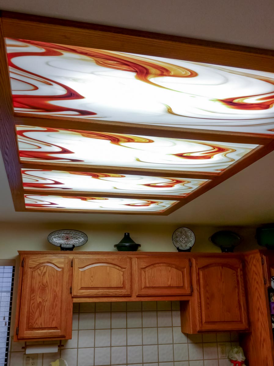 Coffee Swirl Light Panel Installation 4-bay