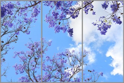 sky ceiling with purple trees fluorescent light covers 3 panel layout