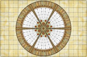 Stained Glass Dome Ceiling for Rectangular Space
