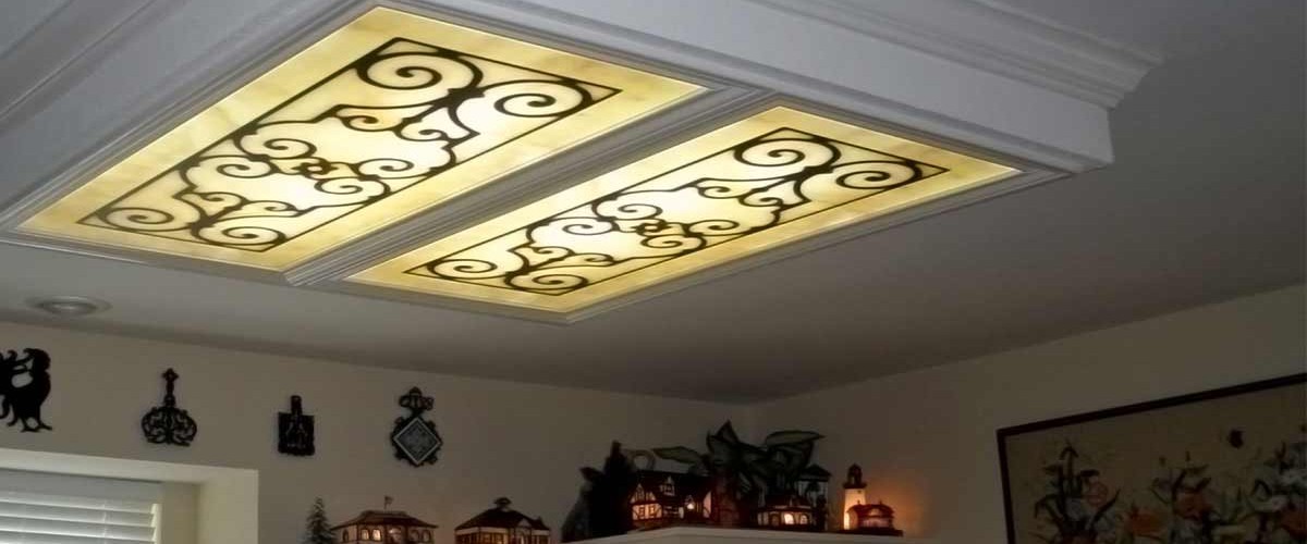 Decorative Recessed Ceiling Trim with Art Glass Cylinder Shade