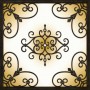 fluorescent light cover with the rustic look of tuscan iron 2' x 2' design and copper highlights partial