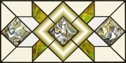 acrylic stained glass geometric fluorescent light covers with green gold accents
