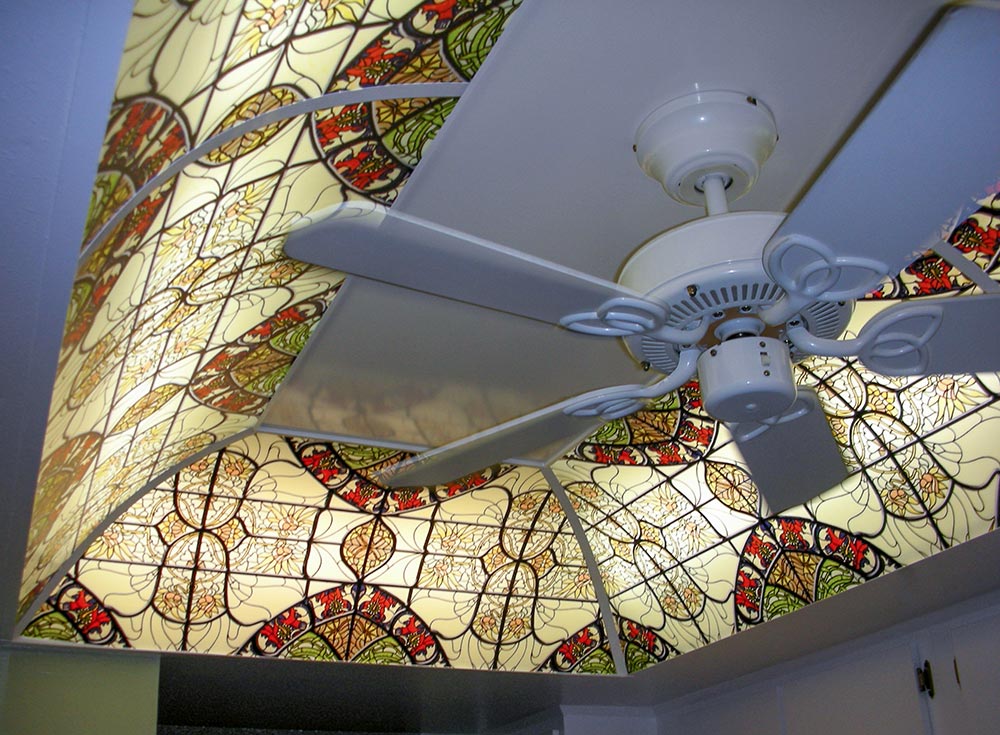 Stained-Glass-Ceiling-Panels: Stained1 Blue Install