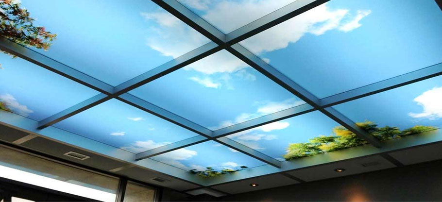 choosing a sky ceiling design for fluorescent lights